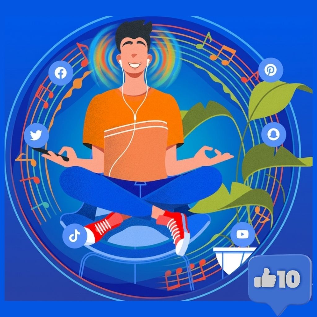 Boy meditating music